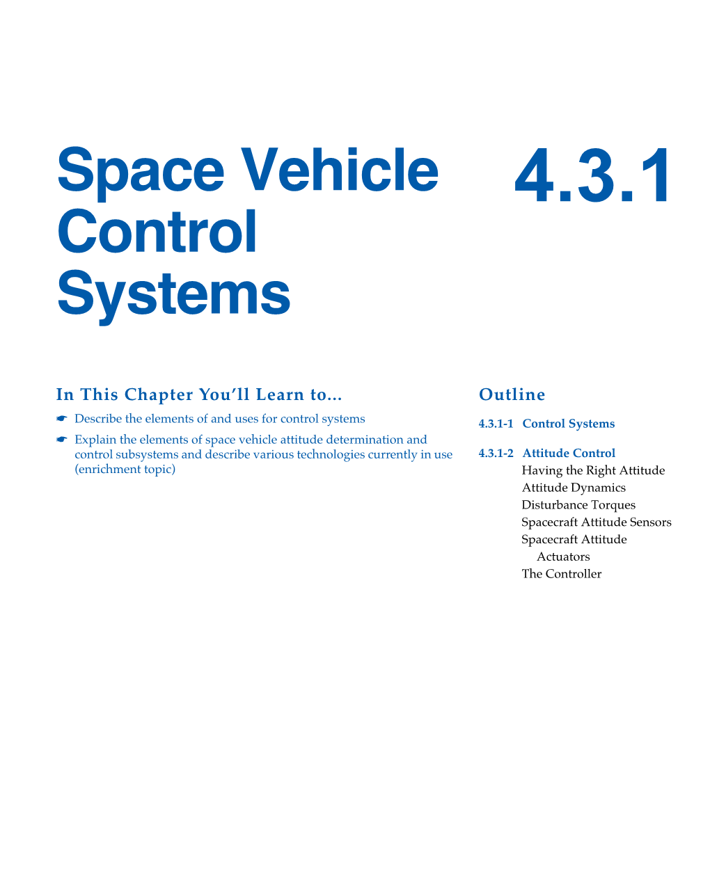 4.3.1 Space Vehicle Control Systems