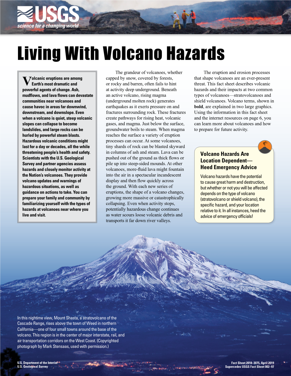 FS 2018–3075: Living with Volcano Hazards