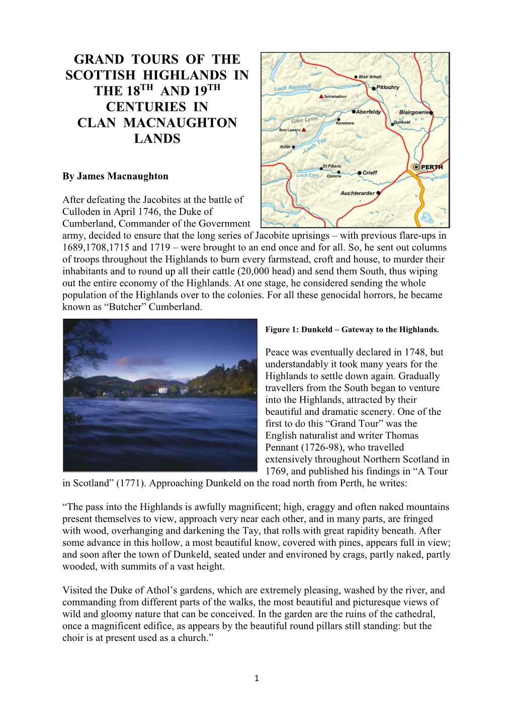 Grand Tours of the Scottish Highlands in the 18Th and 19Th Centuries in Clan Macnaughton Lands