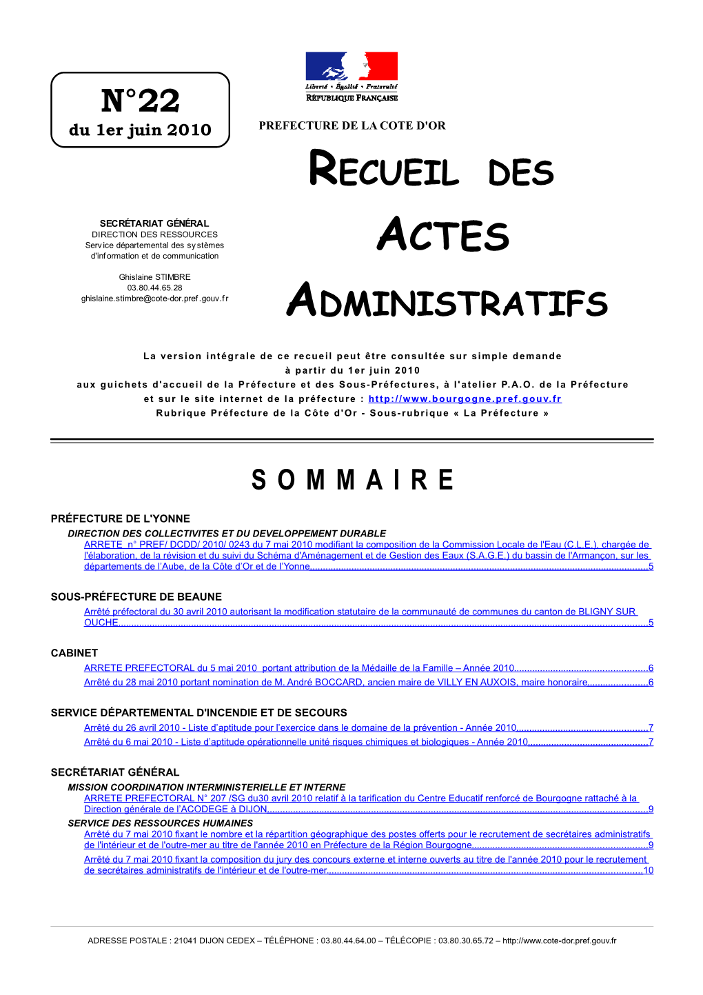 N°22 Recueil Des Administratifs