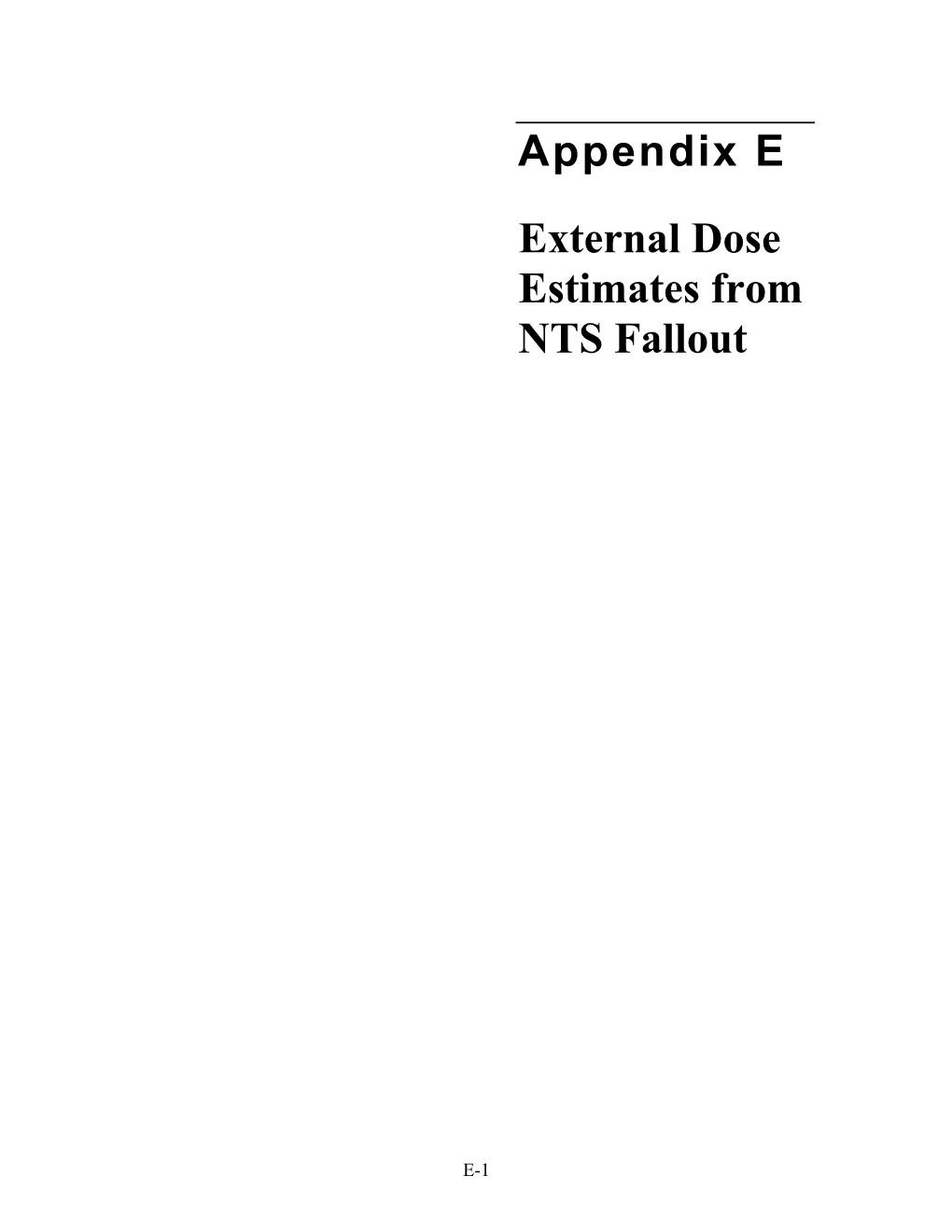 Appendix E External Dose Estimates from NTS Fallout