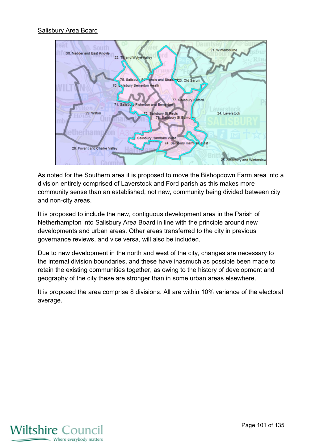 Salisbury Area Board As Noted for the Southern Area It Is Proposed To