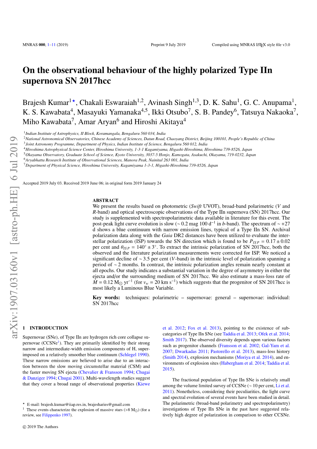 On the Observational Behaviour of the Highly Polarized Type Iin Supernova SN 2017Hcc