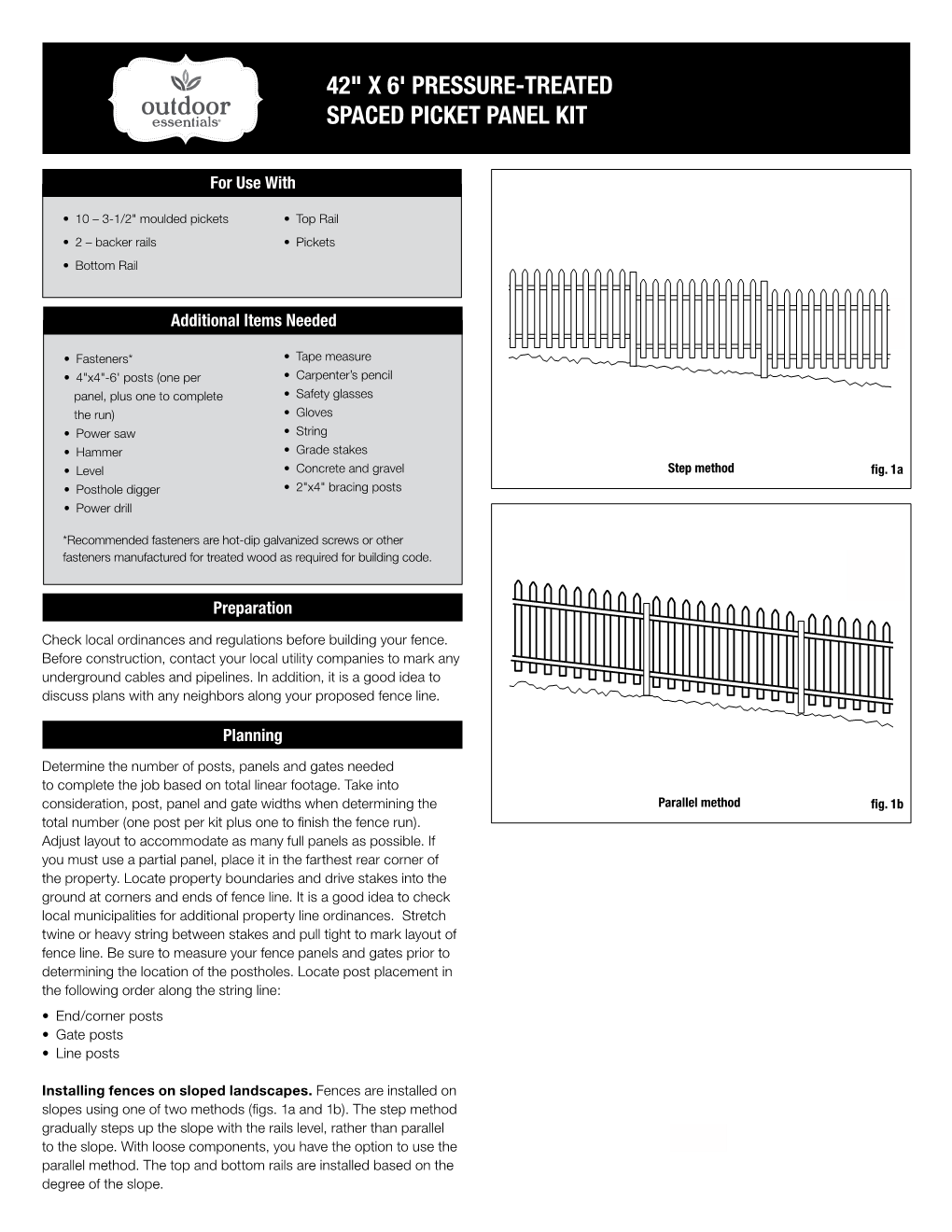 42" X 6' Pressure-Treated Spaced Picket Panel Kit