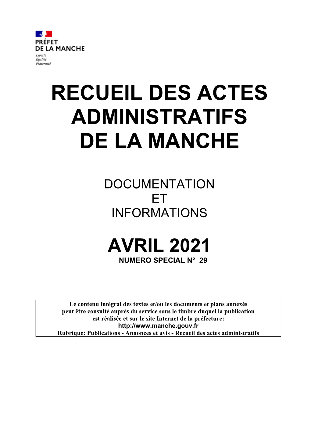 Recueil Des Actes Administratifs De La Manche