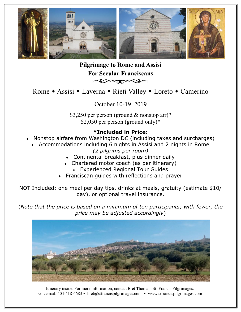 Rome Assisi Laverna Rieti Valley Loreto Camerino