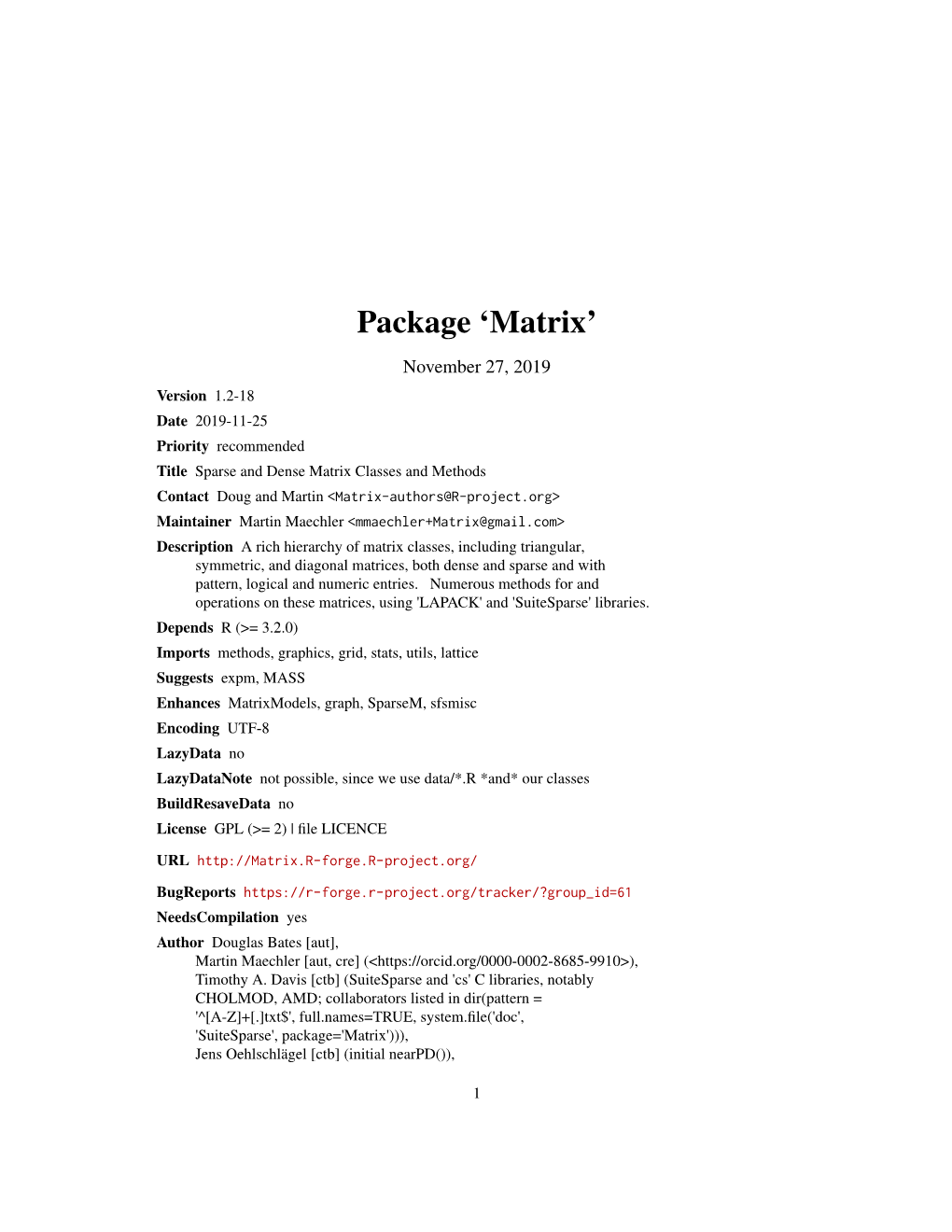 Package 'Matrix'