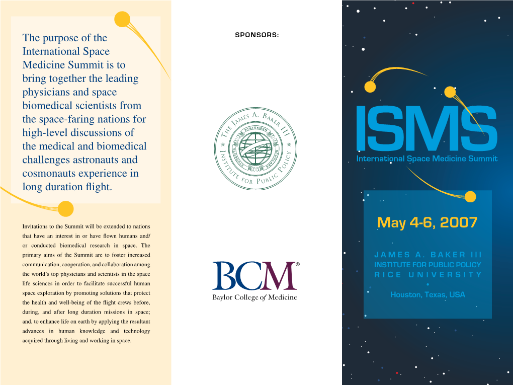 May 4-6, 2007 That Have an Interest in Or Have Flown Humans And/ Or Conducted Biomedical Research in Space