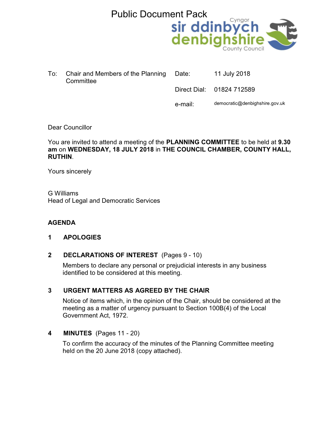 (Public Pack)Agenda Document for Planning Committee, 18/07/2018