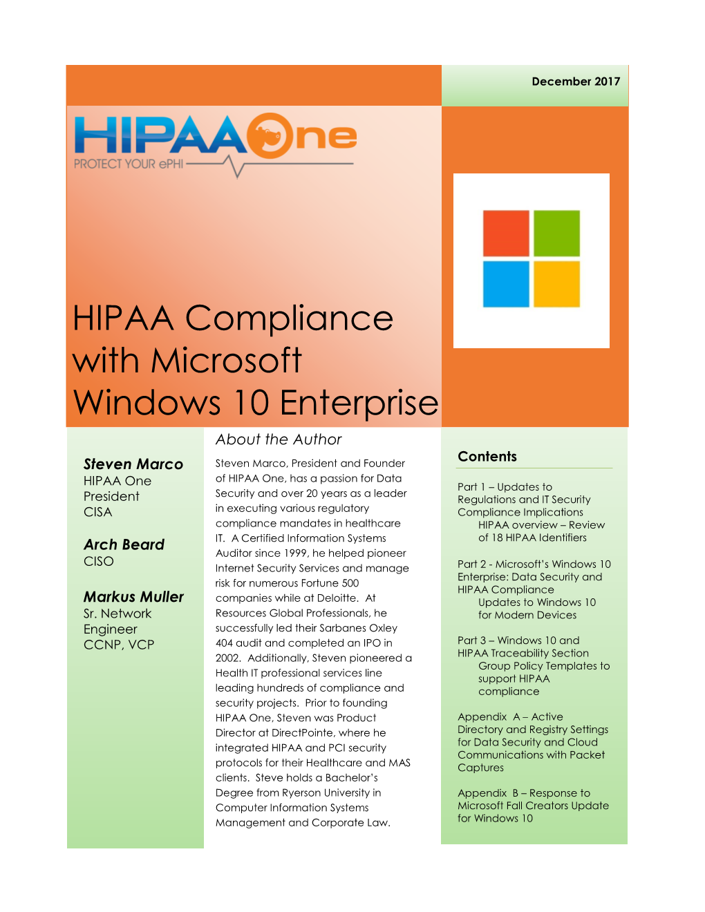 HIPAA Compliance with Microsoft Windows 10 Enterprise