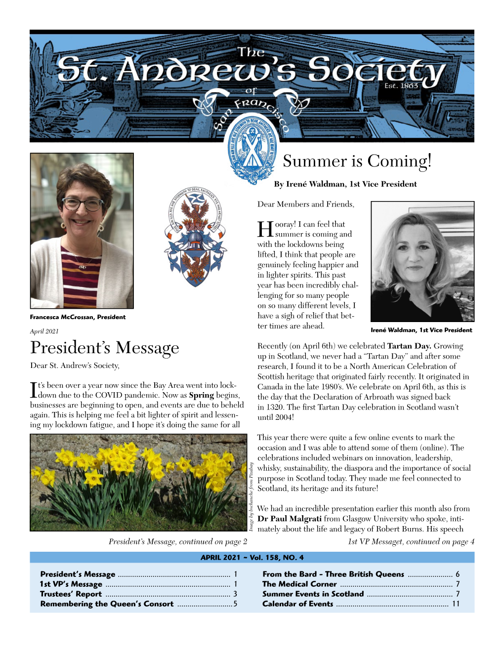Saint Andrew's Society of San Francisco Newsletter