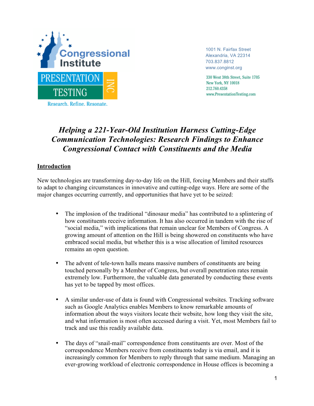 Congressional Institute Comms Project 2009--Final Report[1]