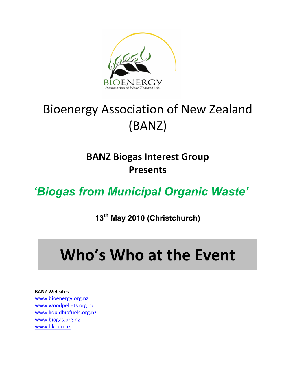 BANZ Biogas Interest Group Presents