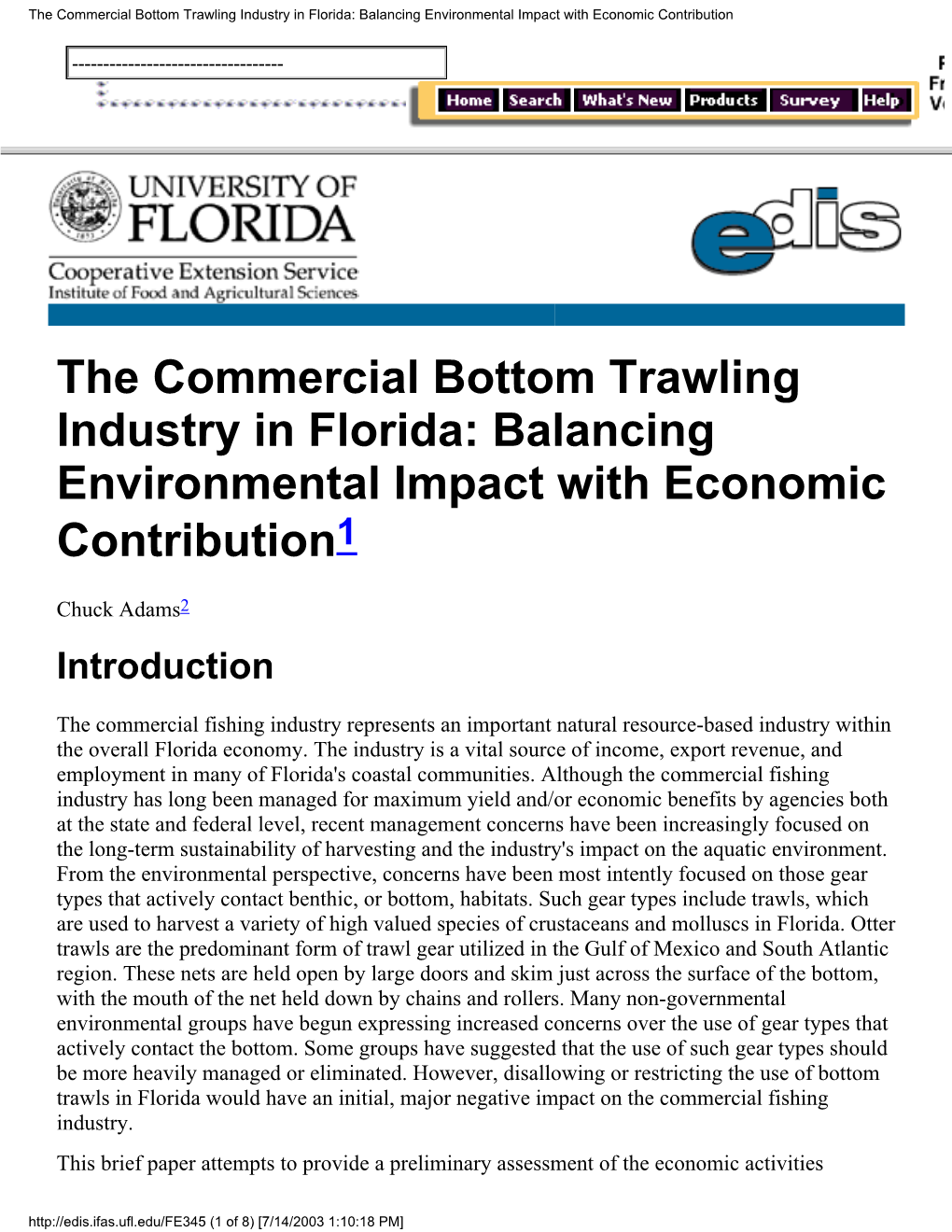 The Commercial Bottom Trawling Industry in Florida: Balancing Environmental Impact with Economic Contribution