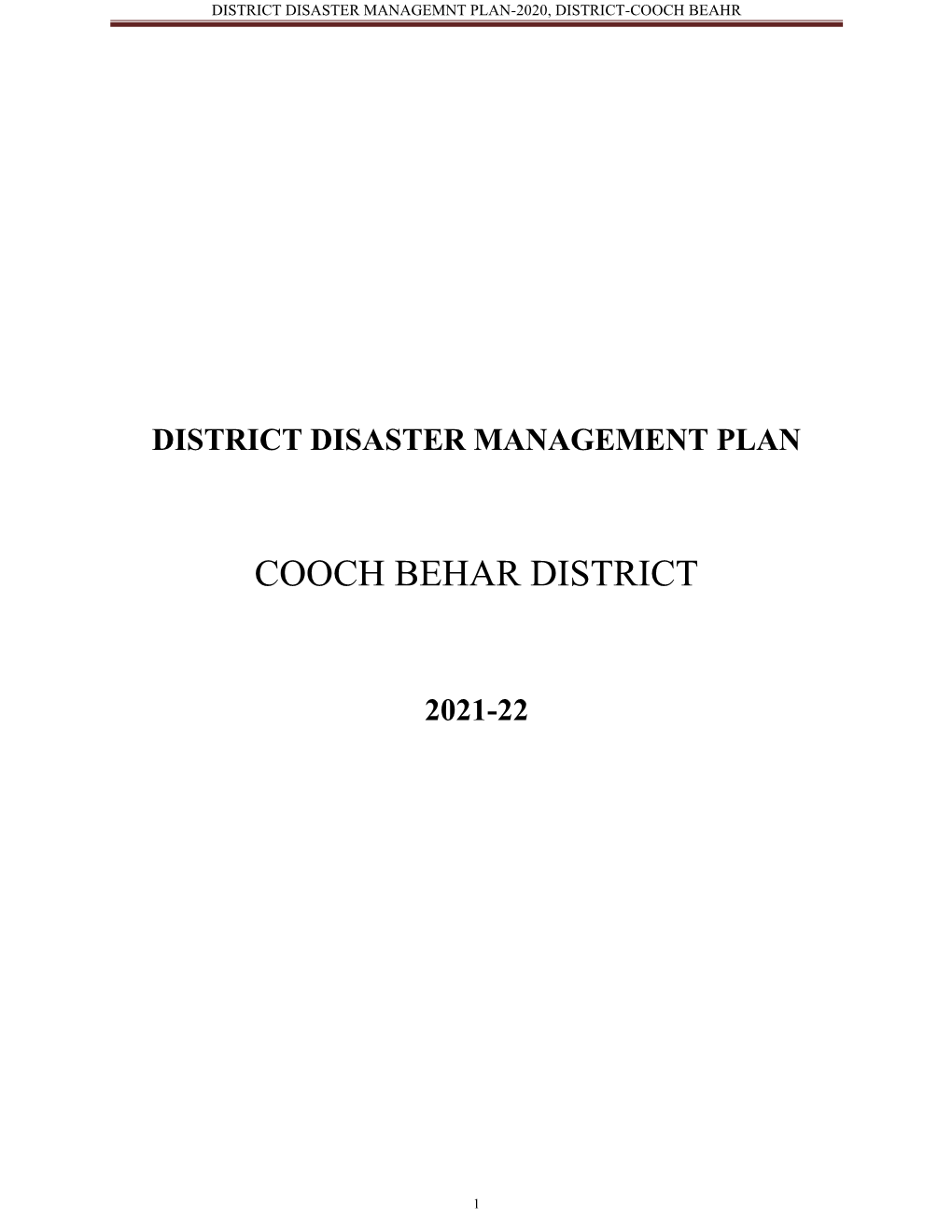 Cooch Behar District Disaster Management Plan 2021-22