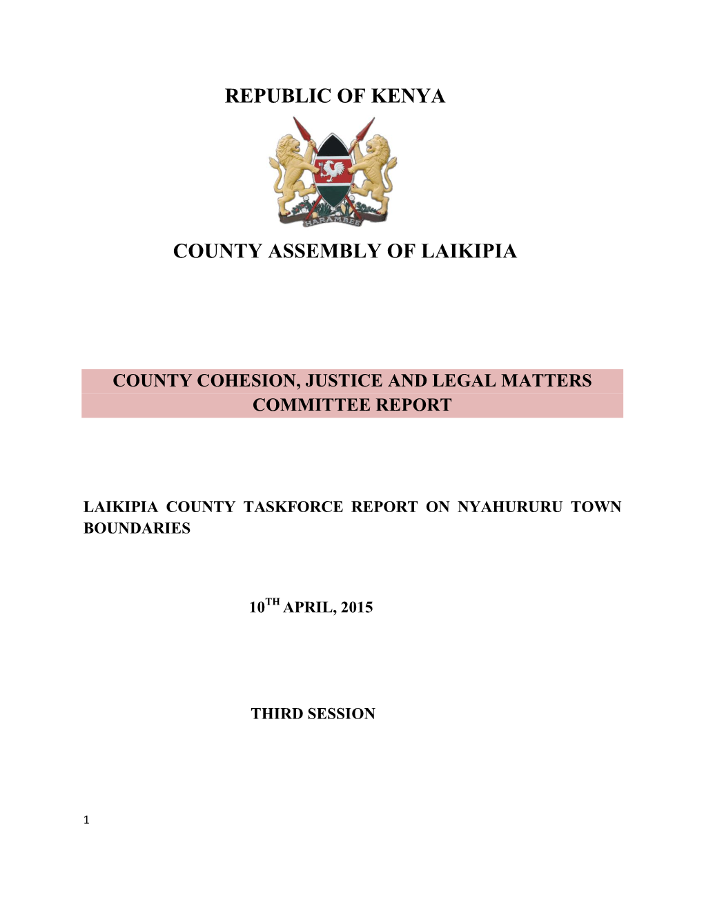 Republic of Kenya County Assembly of Laikipia