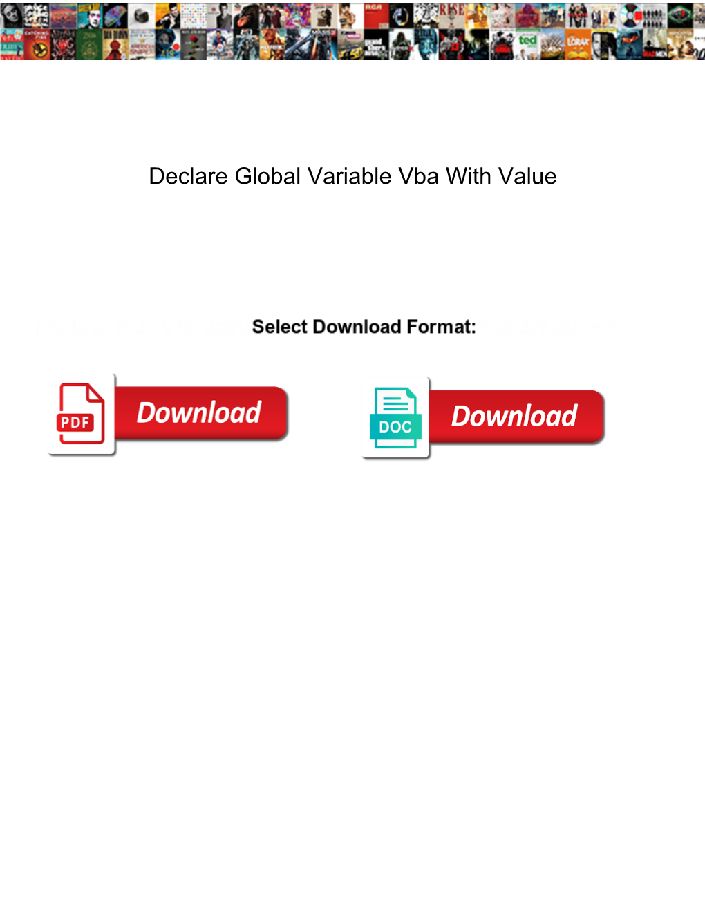 Declare Global Variable Vba with Value