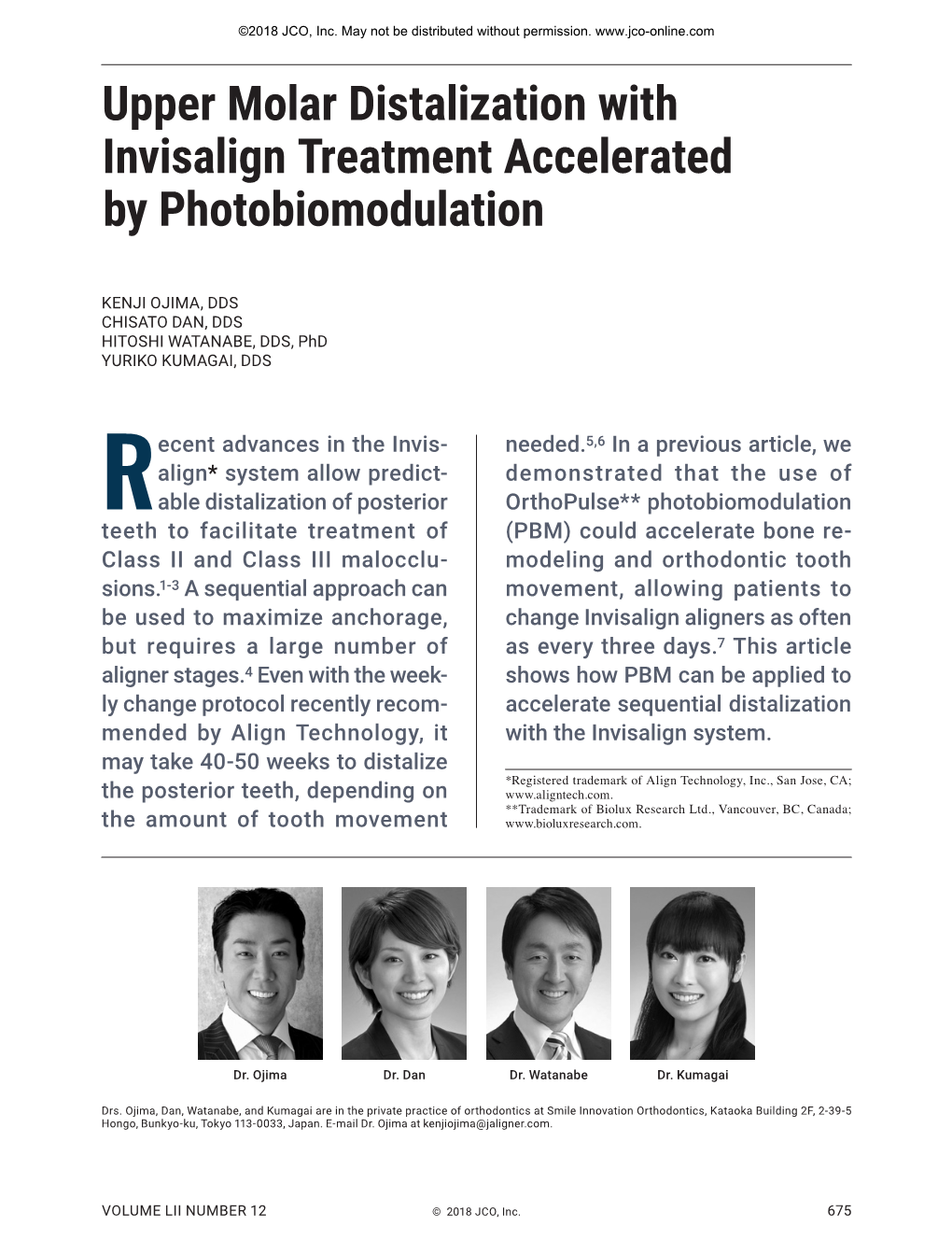 Upper Molar Distalization with Invisalign Treatment Accelerated by Photobiomodulation