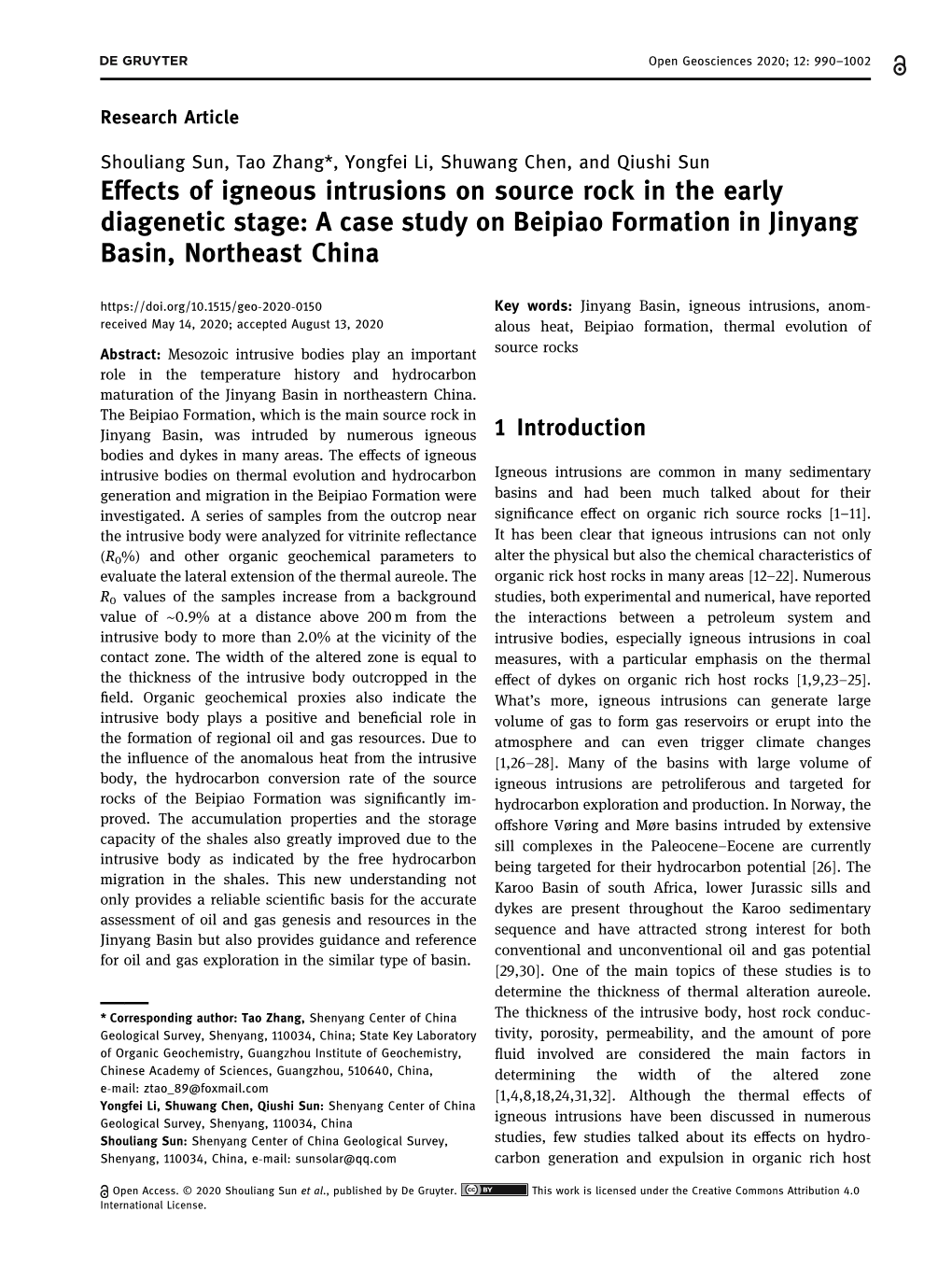 Effects of Igneous Intrusions on Source Rock in the Early Diagenetic Stage: a Case Study on Beipiao Formation in Jinyang Basin, Northeast China
