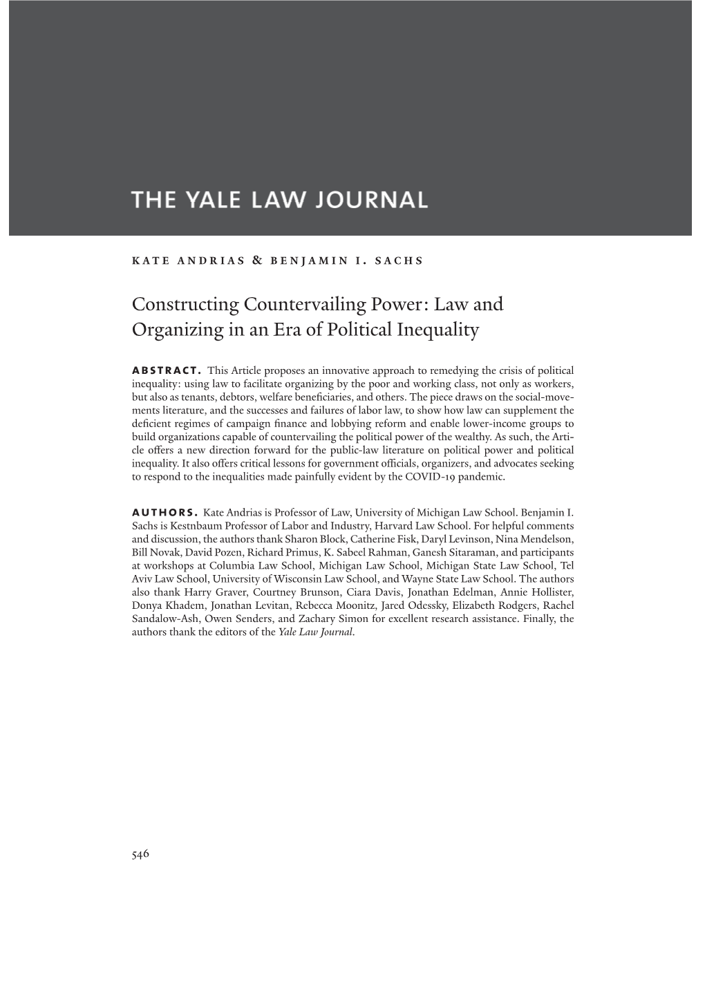 Law and Organizing in an Era of Political Inequality Abstract