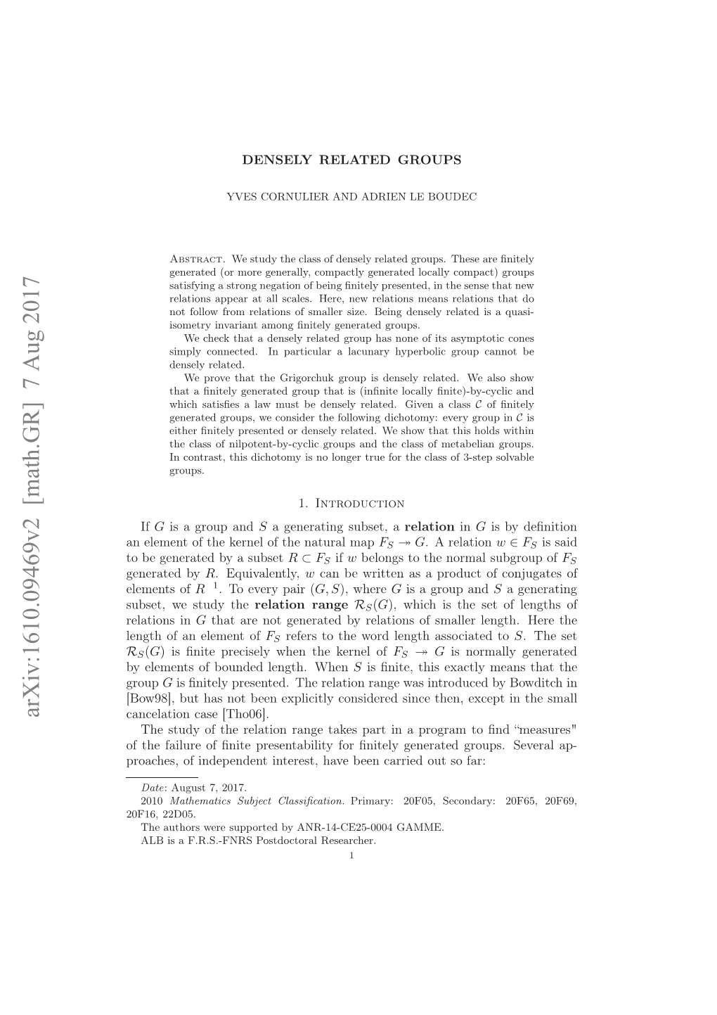 DENSELY RELATED GROUPS 3 of G with Non-Trivial Kernel