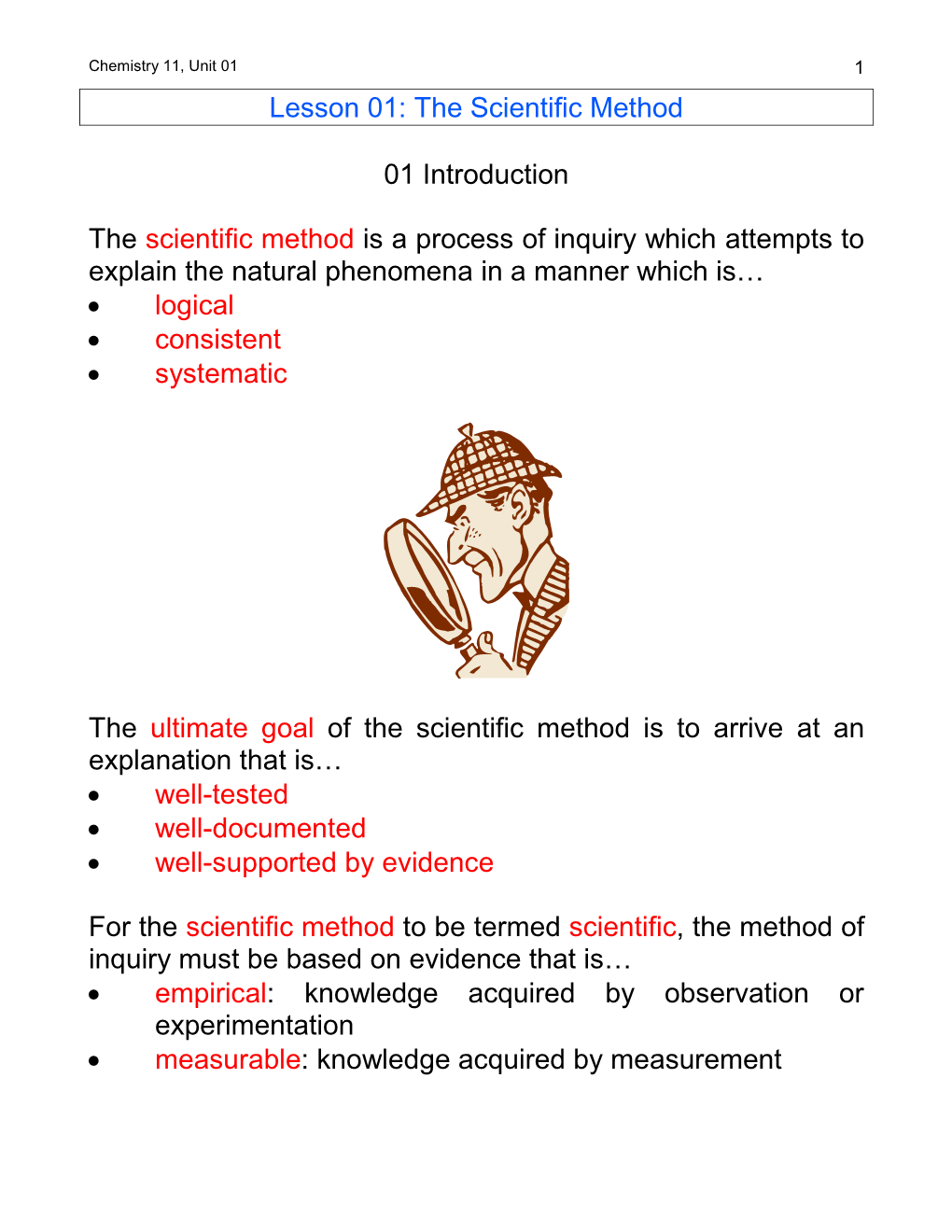 Chemistry 11 – Unit 01 Notes