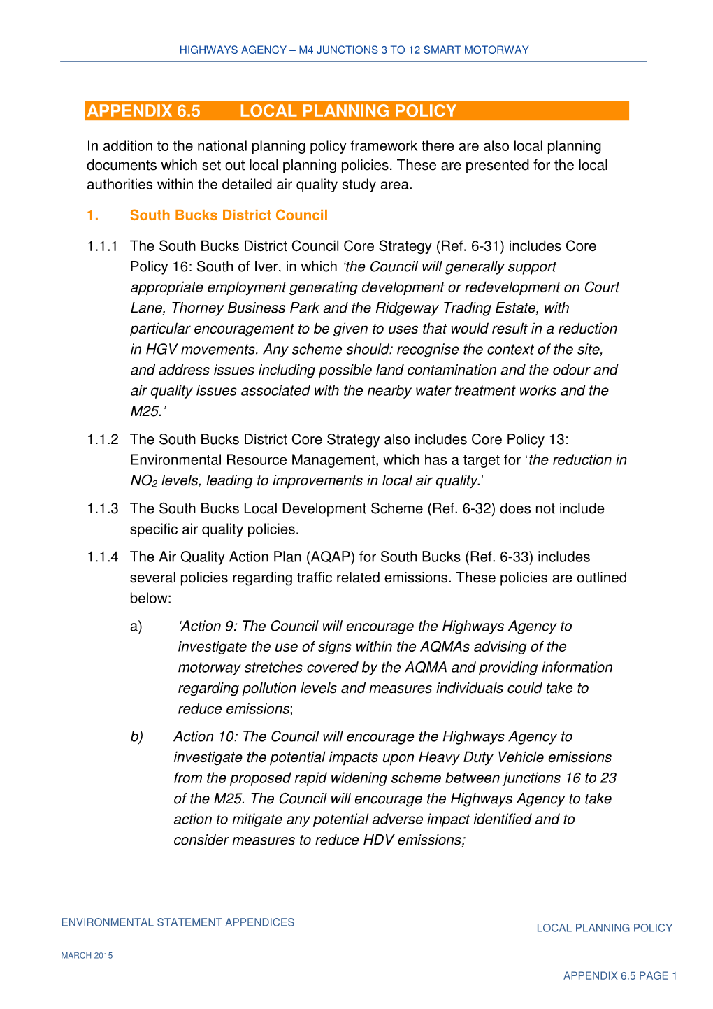 Appendix 6.5 Local Planning Policy