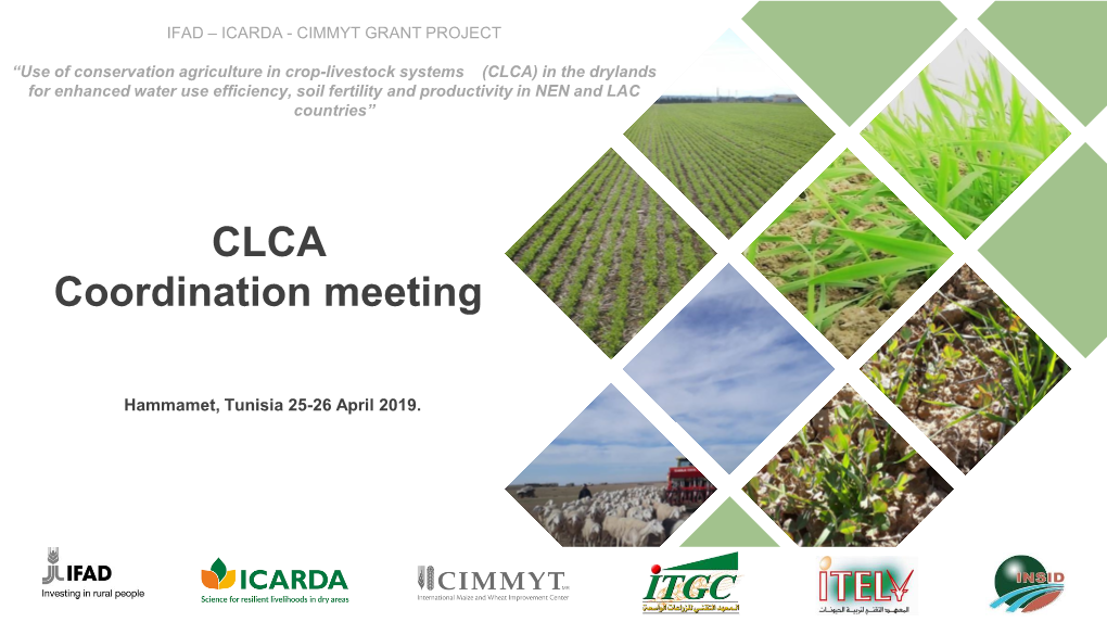 Conservation Agriculture in Crop-Livestock Systems (CLCA) in the Drylands for Enhanced Water Use Efficiency, Soil Fertility and Productivity in NEN and LAC Countries”