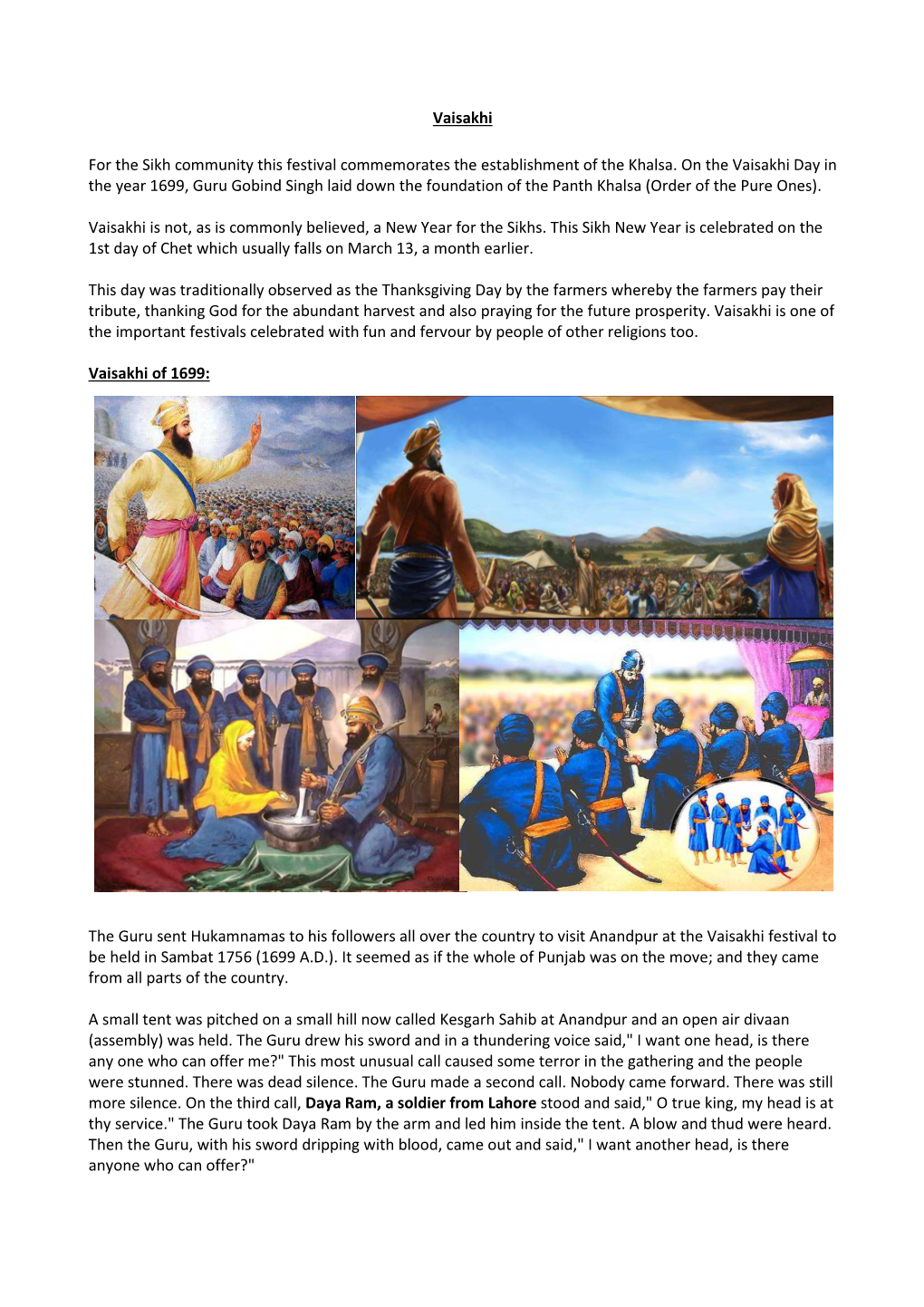 Vaisakhi for the Sikh Community This Festival Commemorates The