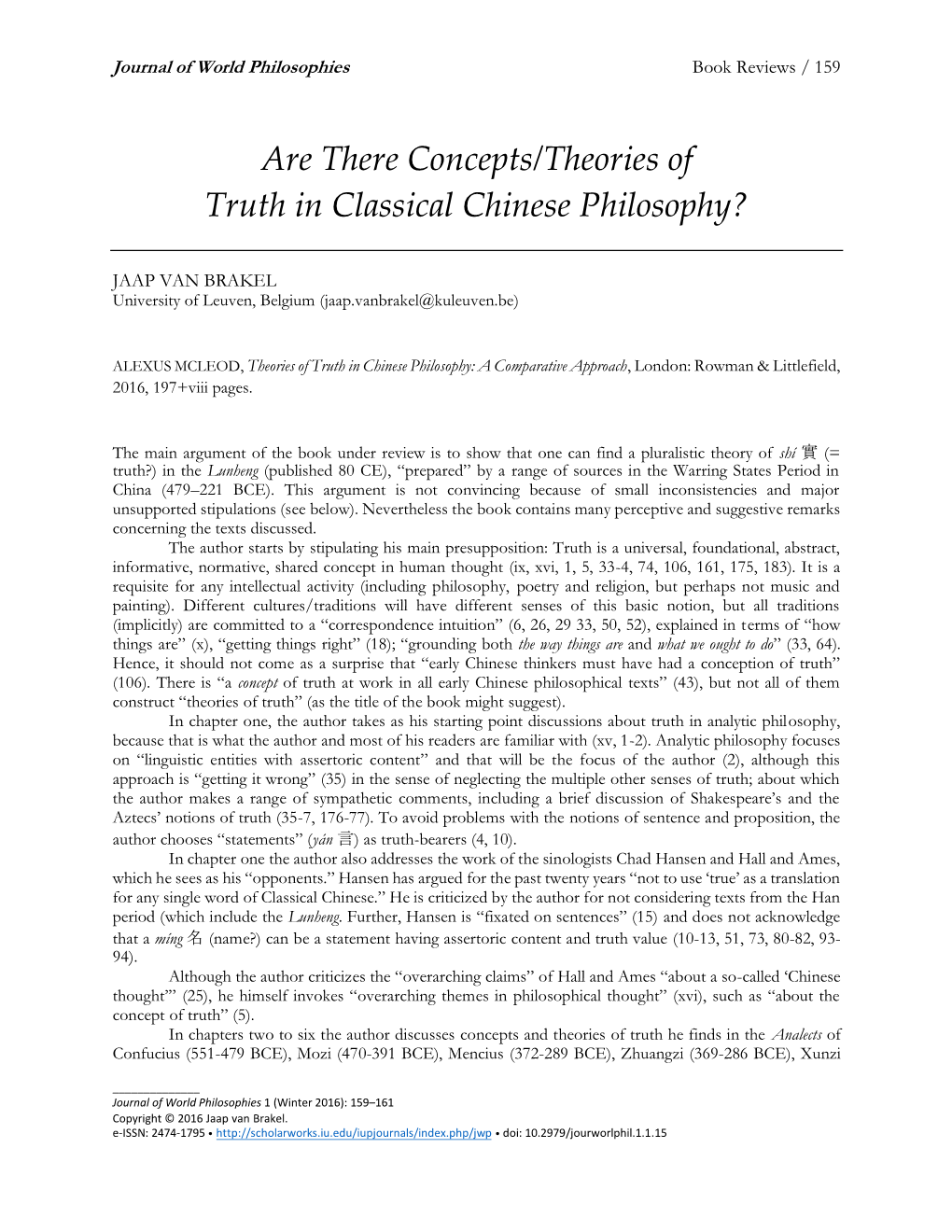 Are There Concepts/Theories of Truth in Classical Chinese Philosophy?