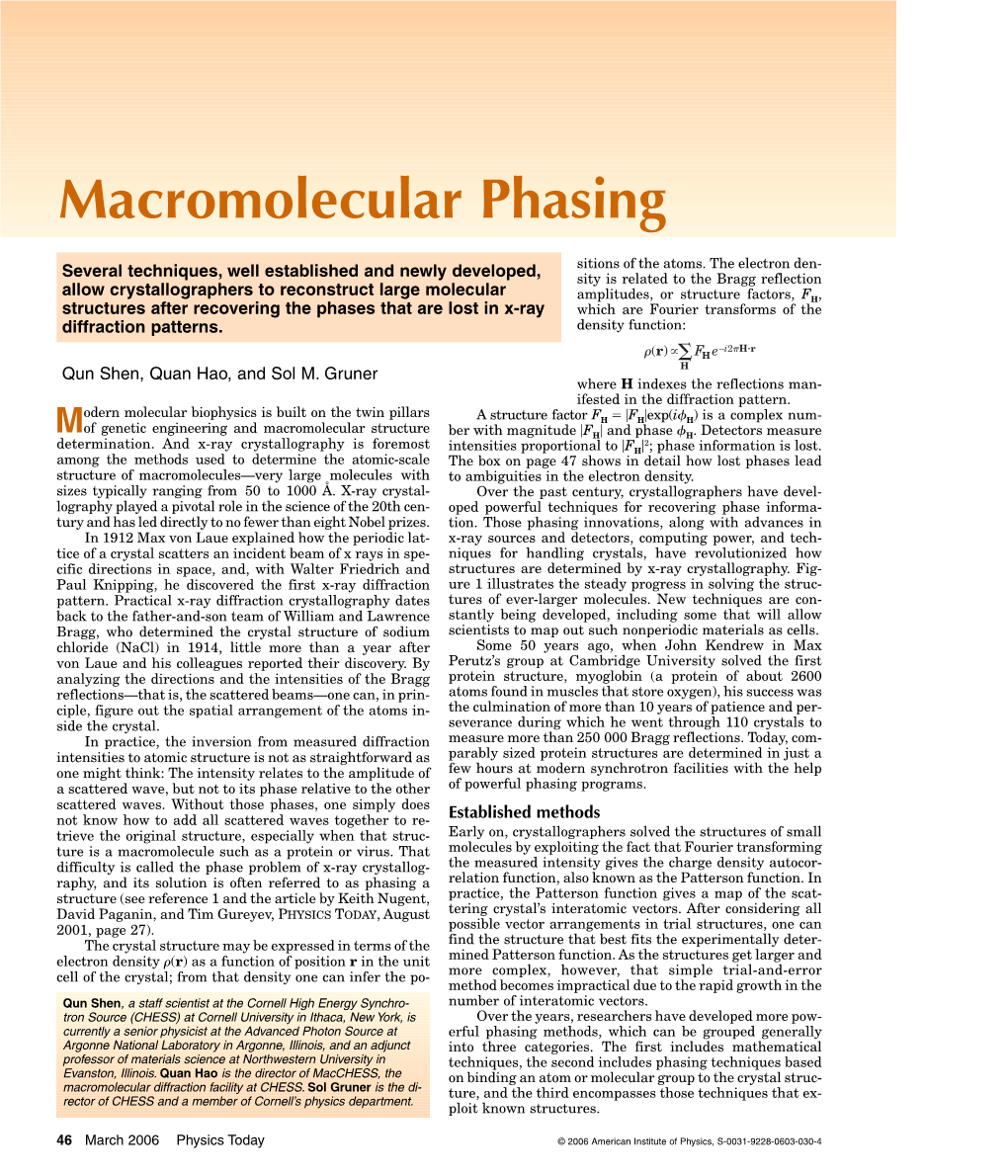 Macromolecular Phasing