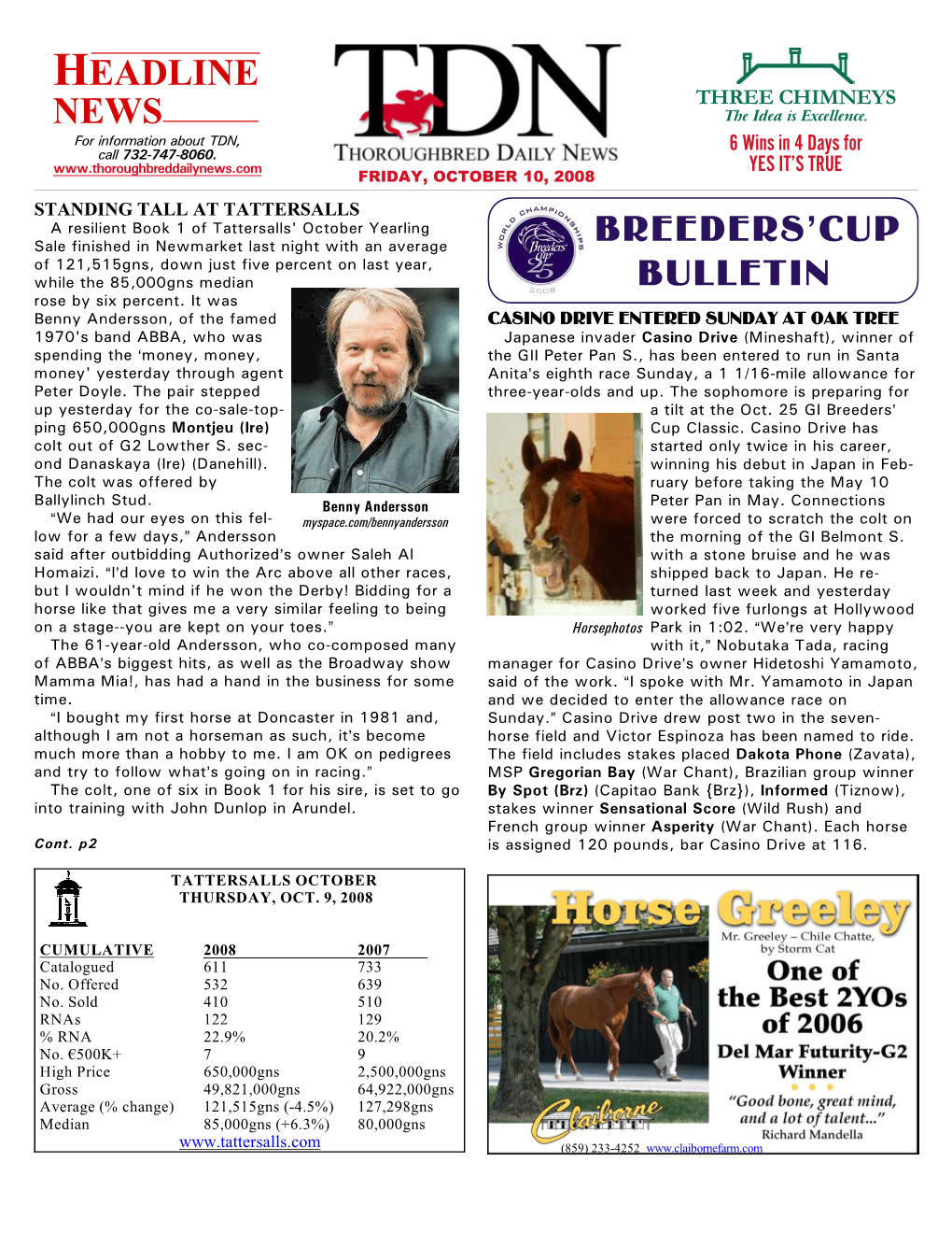 Headline News Breeders'cup Bulletin