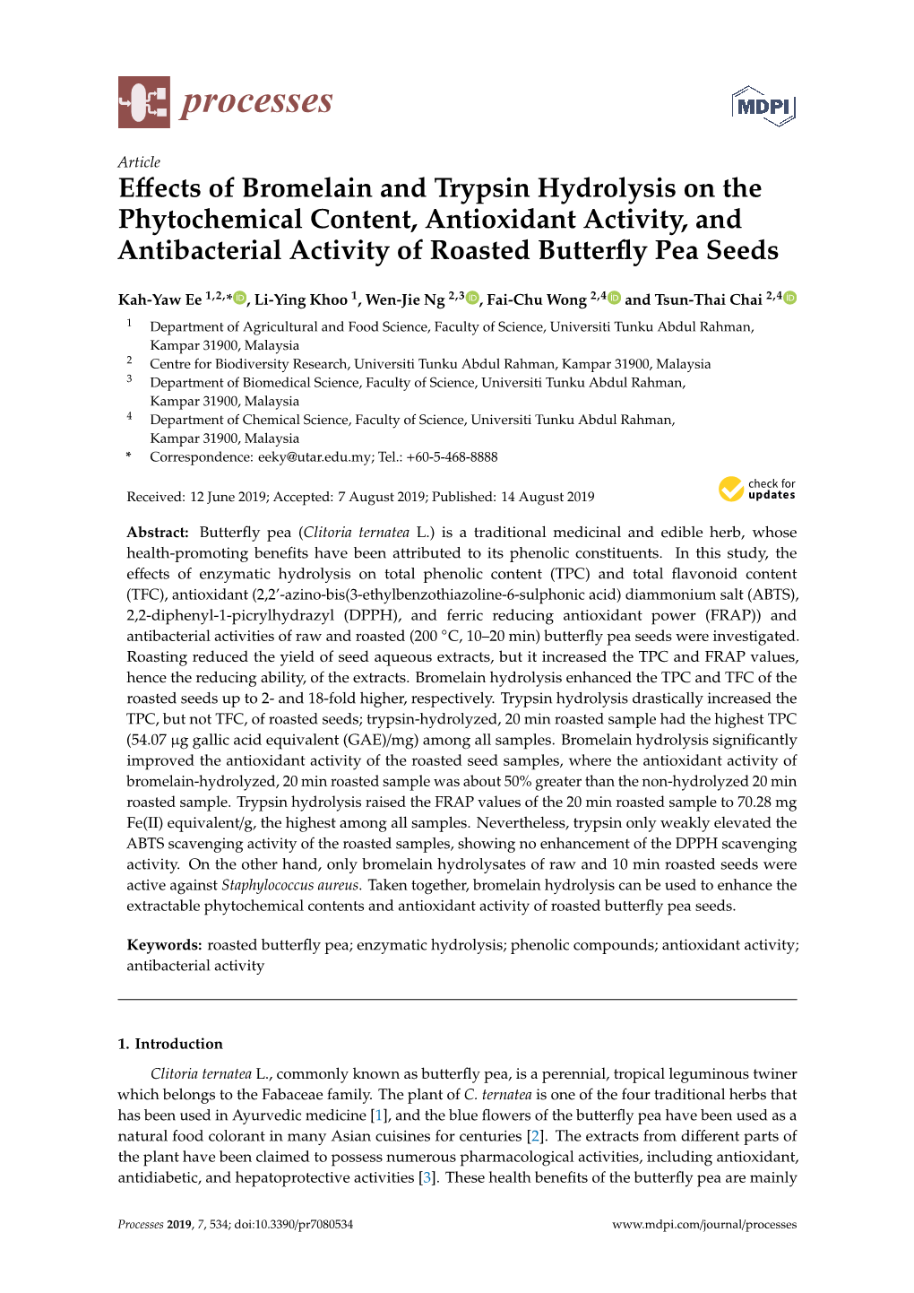 Effects of Bromelain and Trypsin Hydrolysis on the Phytochemical