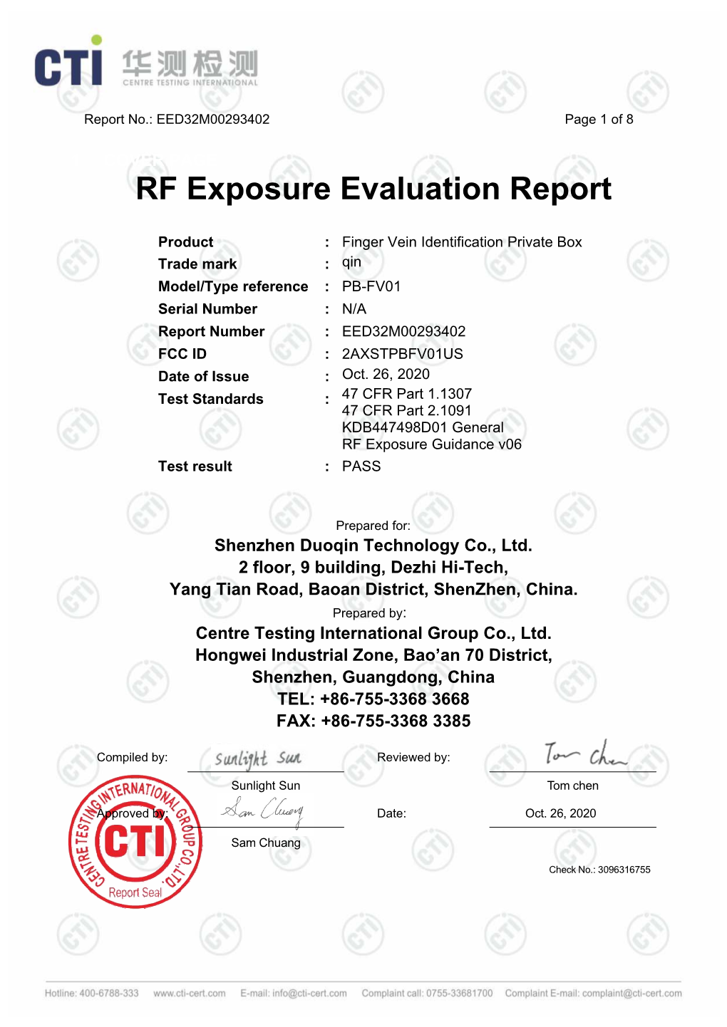 RF Exposure Evaluation Report