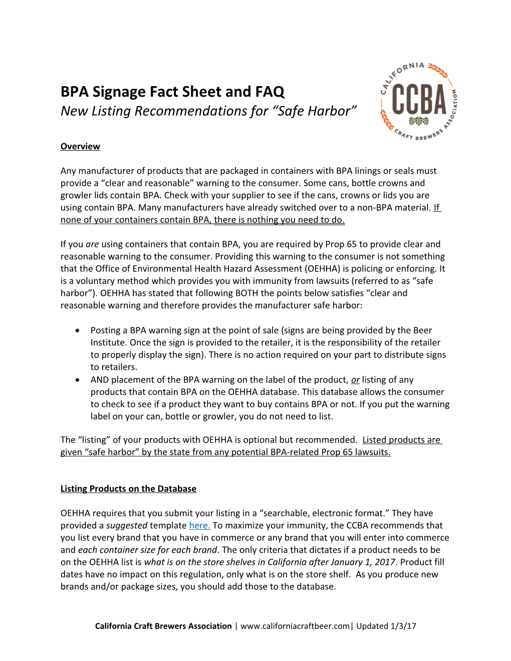 BPA Signage Fact Sheet and FAQ