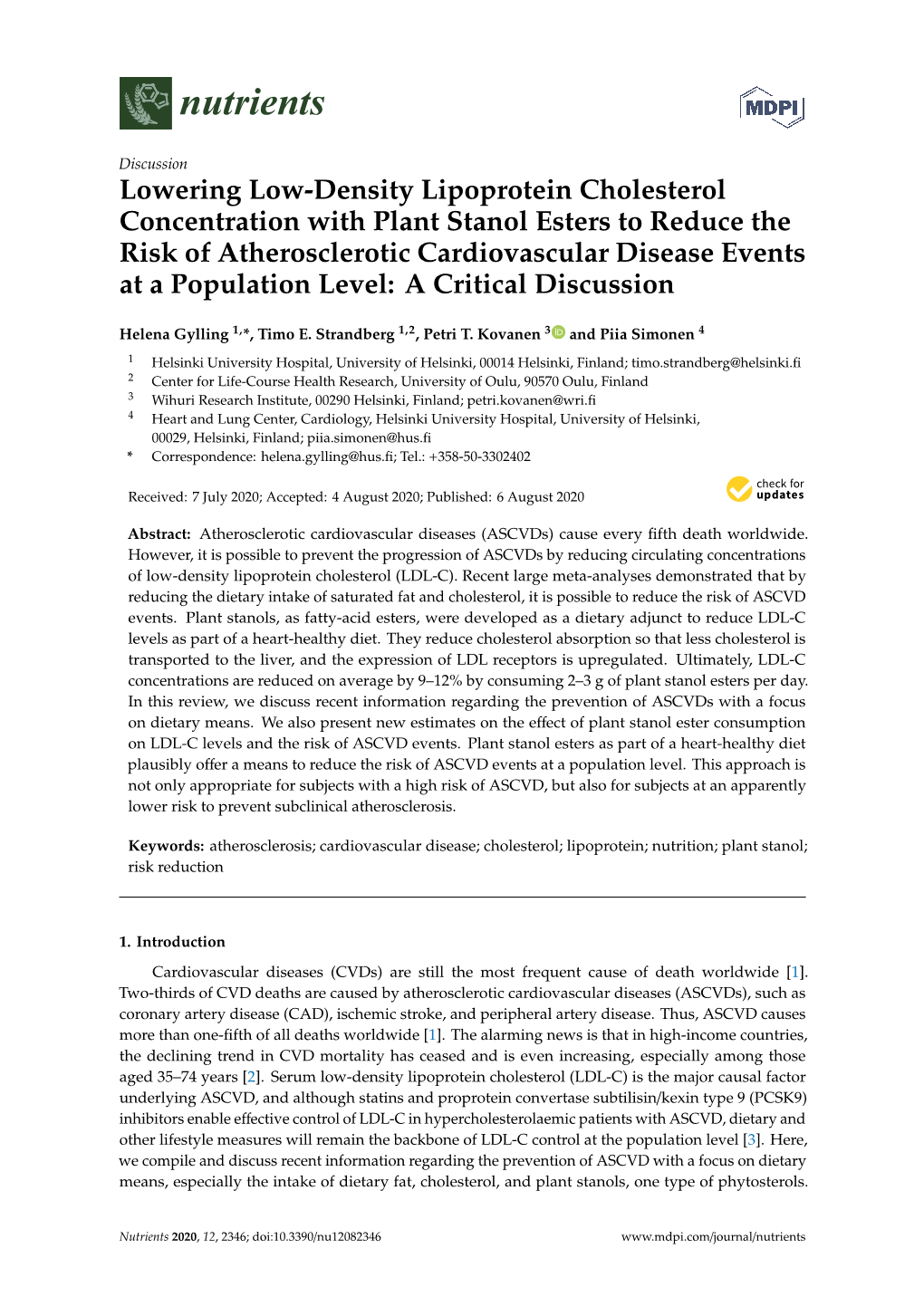 Lowering Low-Density Lipoprotein Cholesterol Concentration With