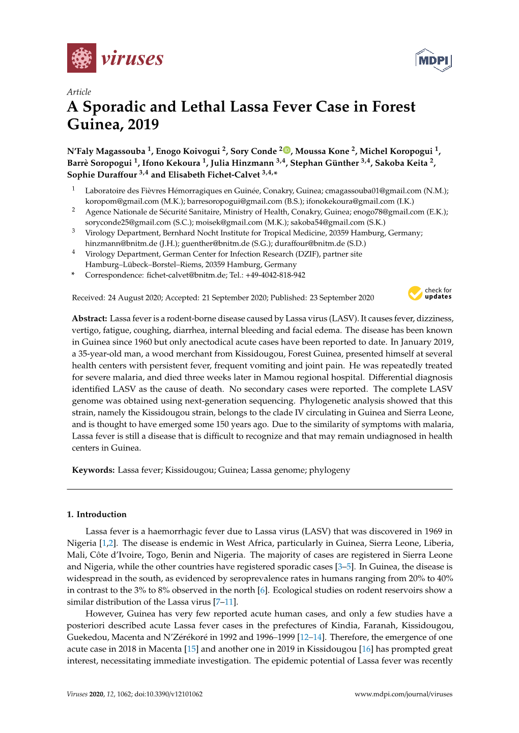 A Sporadic and Lethal Lassa Fever Case in Forest Guinea, 2019