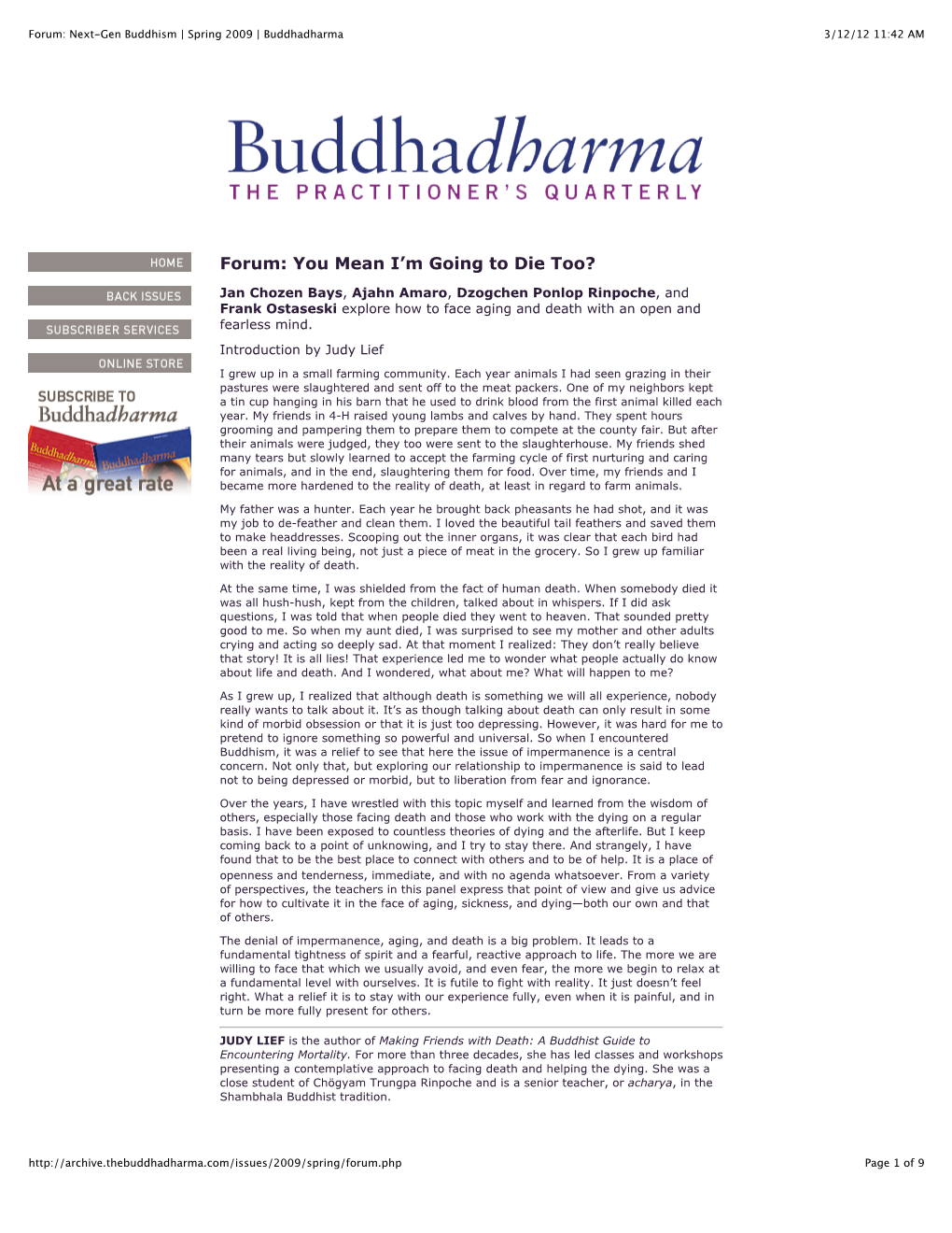 Next-Gen Buddhism | Spring 2009 | Buddhadharma 3/12/12 11:42 AM