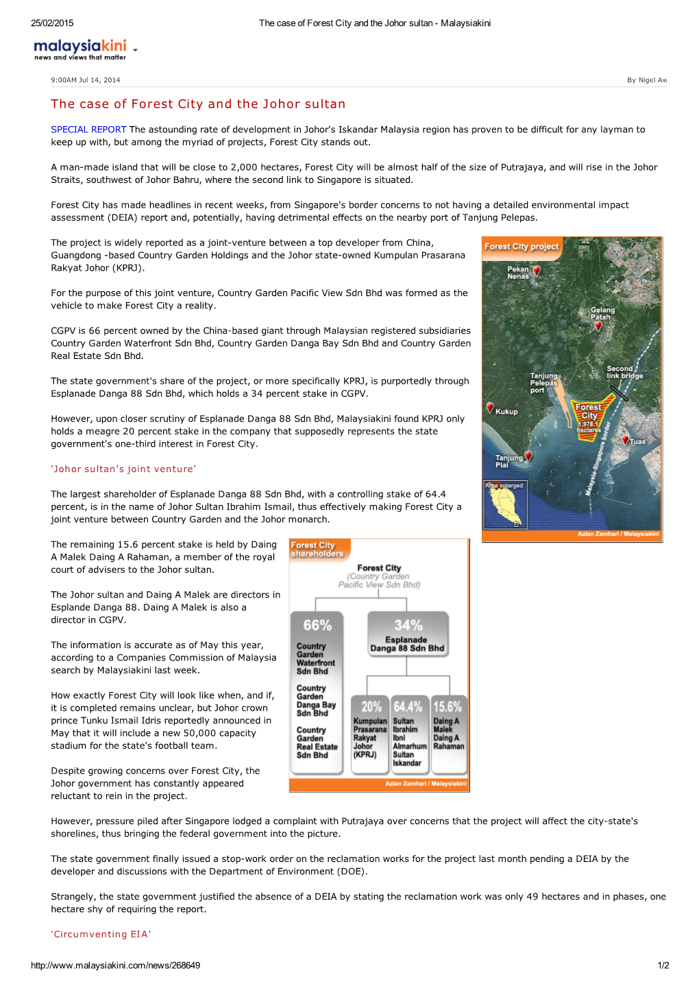 The Case of Forest City and the Johor Sultan - Malaysiakini