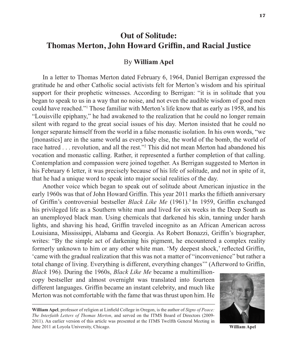 Thomas Merton, John Howard Griffin, and Racial Justice