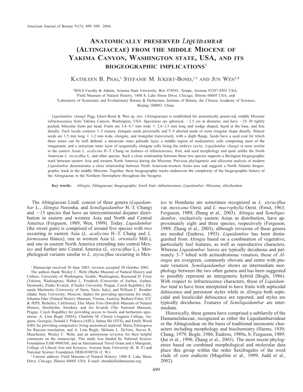 From the Middle Miocene of Yakima Canyon, Washington State, Usa, And