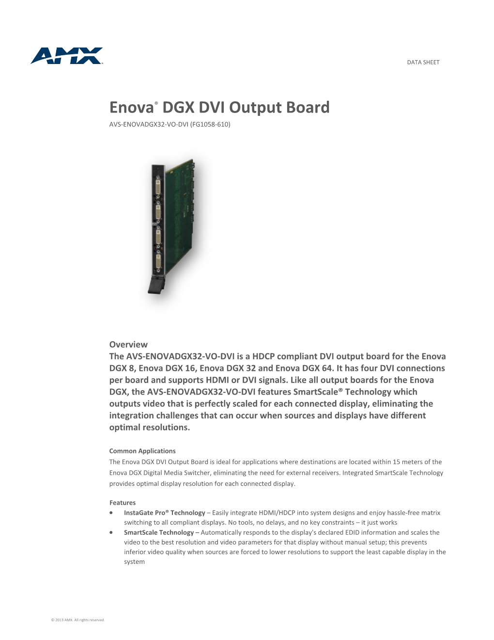 Enova® DGX DVI Output Board AVS-ENOVADGX32-VO-DVI (FG1058-610)