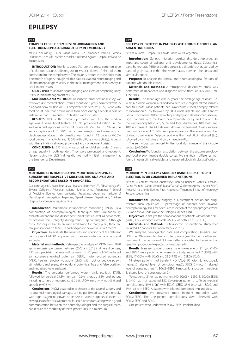 EPILEPSY / Poster Presentations