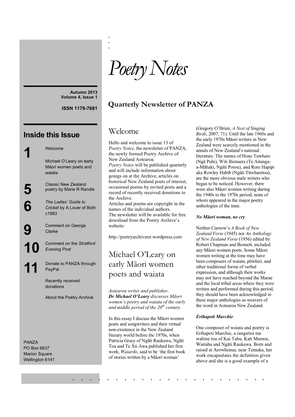 Autumn 2013, Volume 4, Issue 1