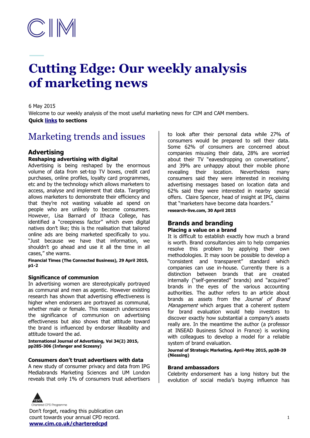 Cutting Edge: Our Weekly Analysis of Marketing News