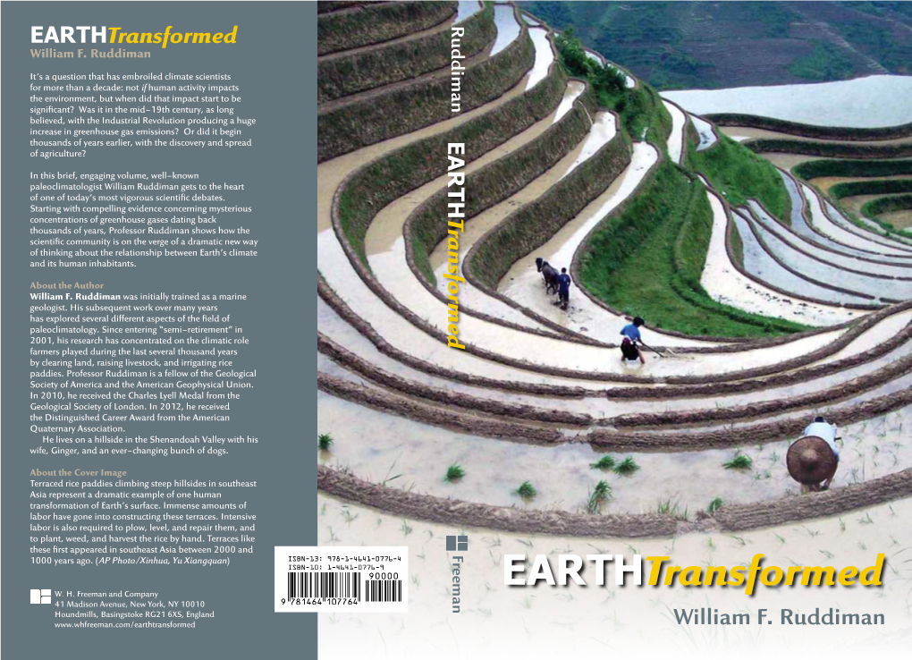 William Ruddiman's Forthcoming Earthtransformed Book