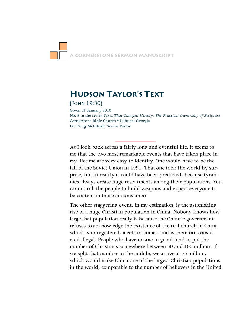 Hudson Taylor's Text