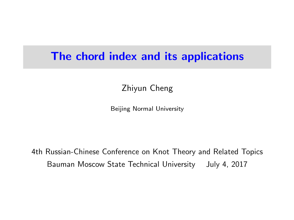 The Chord Index and Its Applications