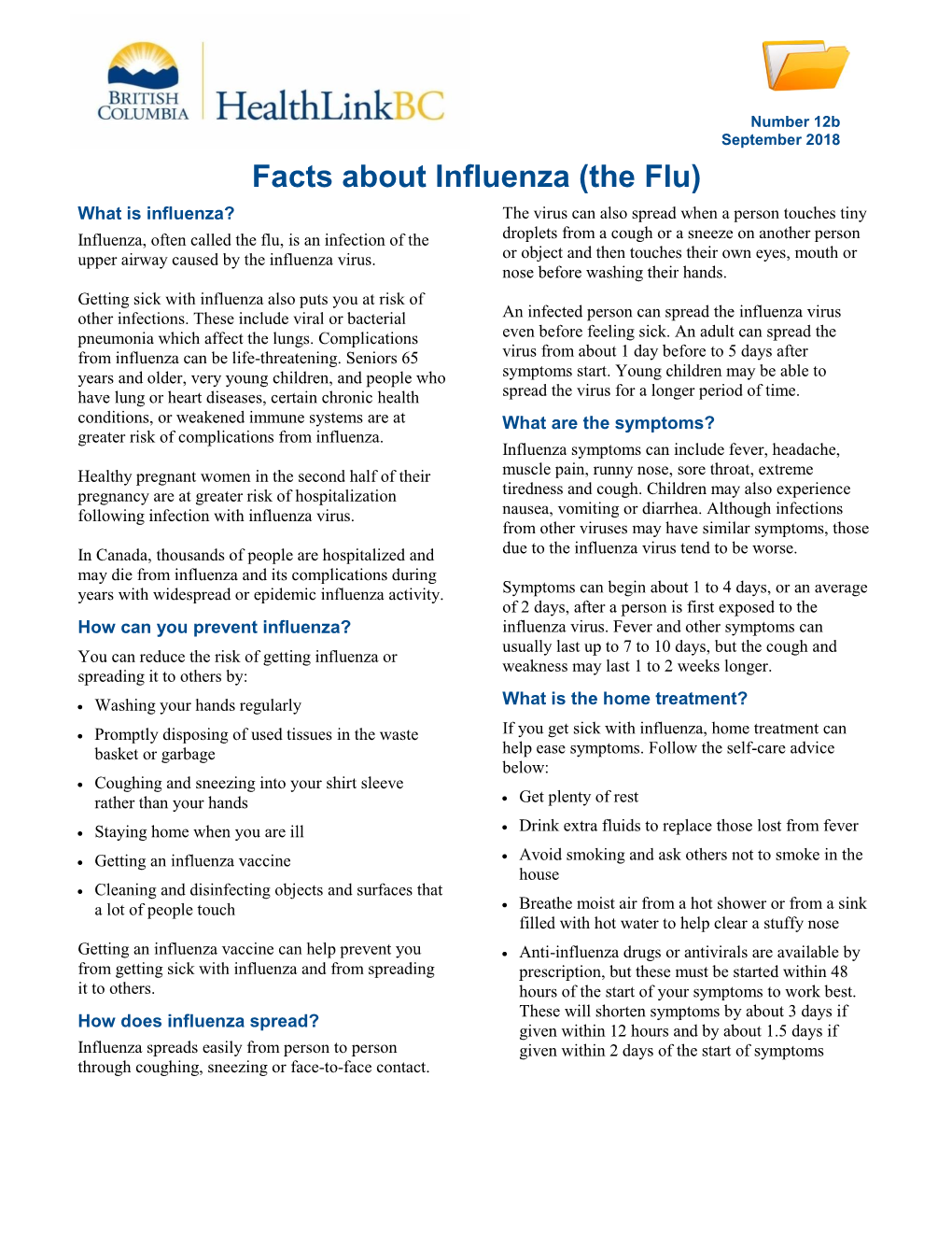 Facts About Influenza (The Flu)