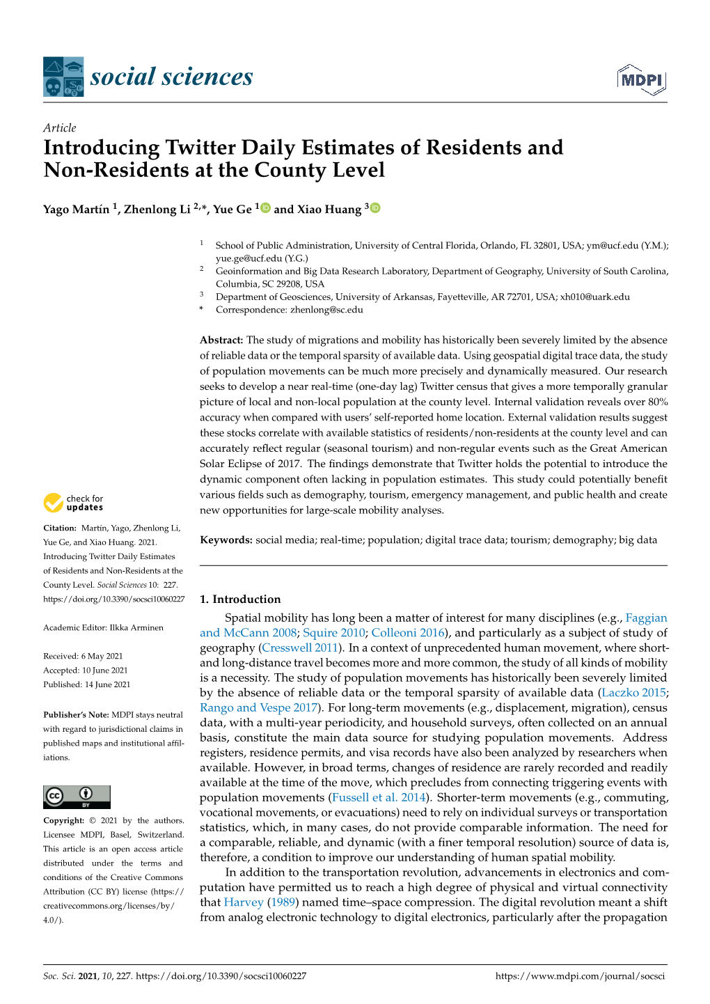 Introducing Twitter Daily Estimates of Residents and Non-Residents at the County Level